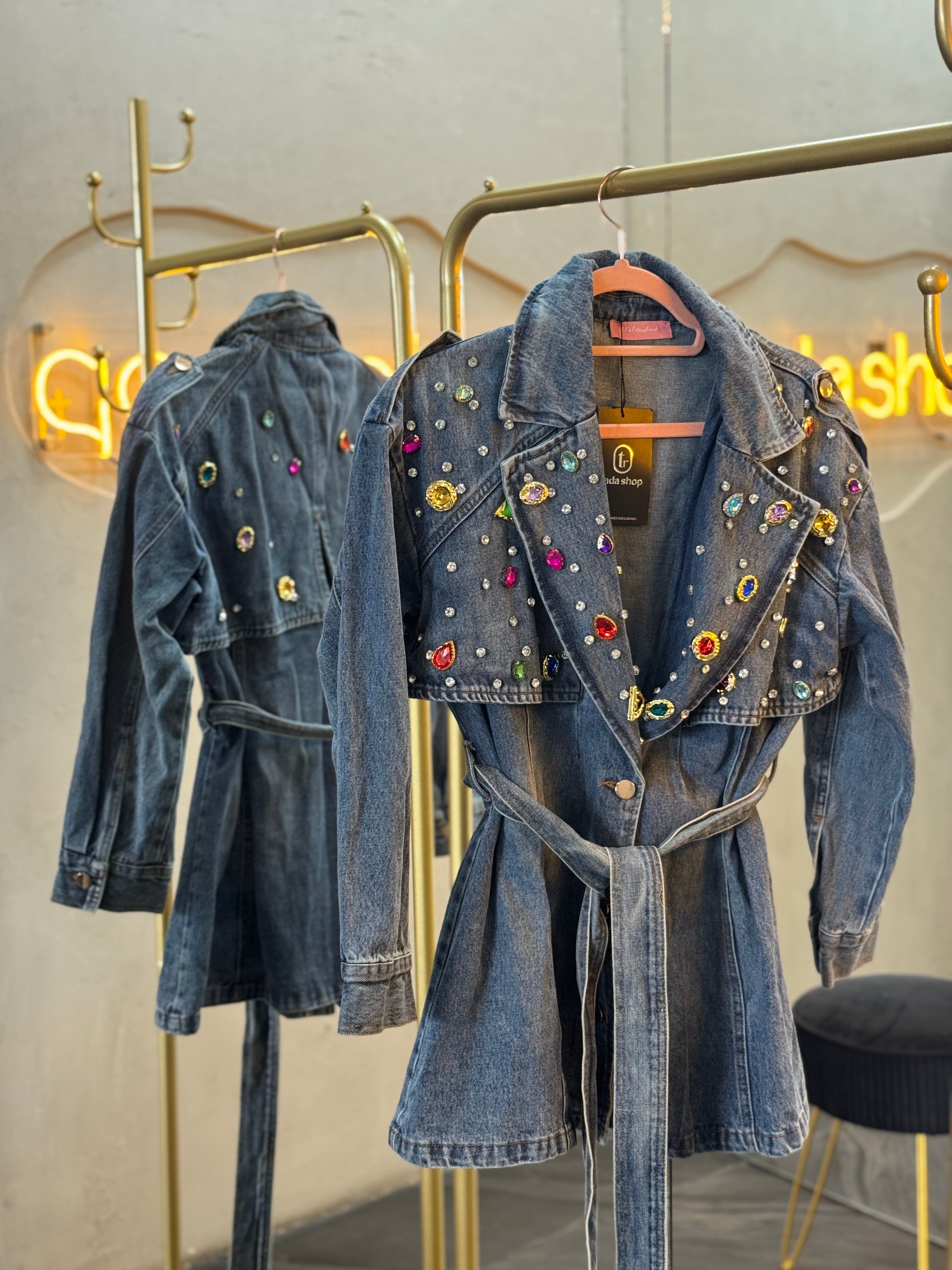 Chamarra mezclilla brillos